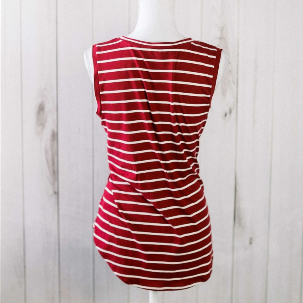 Mia- red white striped sleeveless top - Picture 3 of 8